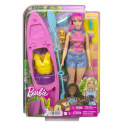 BARBIE Kemping Lalka Daisy + kajak zestaw MATTEL HDF75