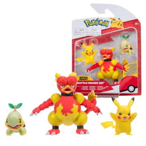 POKEMON Battle Figure MAGMAR PIKACHU TURTWIG 3pak s13 JAZWARES PKW2681