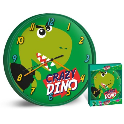 Zegar ścienny CRAZY DINO DINOZAUR śr. 25cm KIDS KL10770