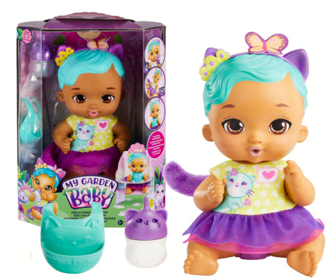 MY GARDEN BABY Lalka KOTEK Karmienie i Przewijanie Fioletowa MATTEL HHL22