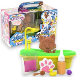 BRUDASKI W KĄPIELI KOTKI Zestaw ŁAZIENKA Kotek KARMELEK + błotko + akcesoria