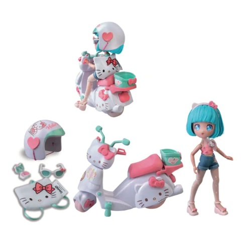 HELLO KITTY Lalka PRETTY PINK SCOOTER SKUTER Zestaw MANGA