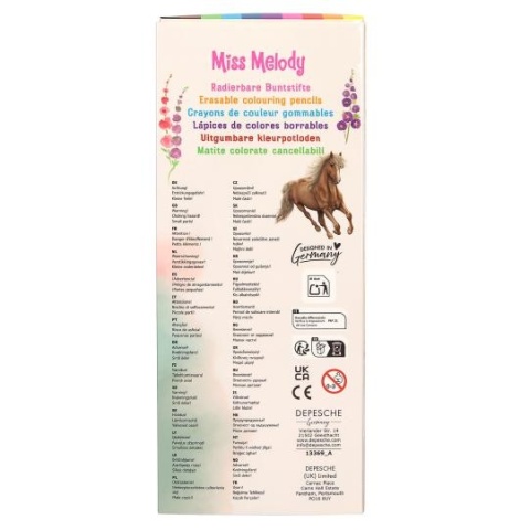 Zestaw kredek MISS MELODY KONIE Kredki Ścieralne 10 Kolorów DEPESCHE