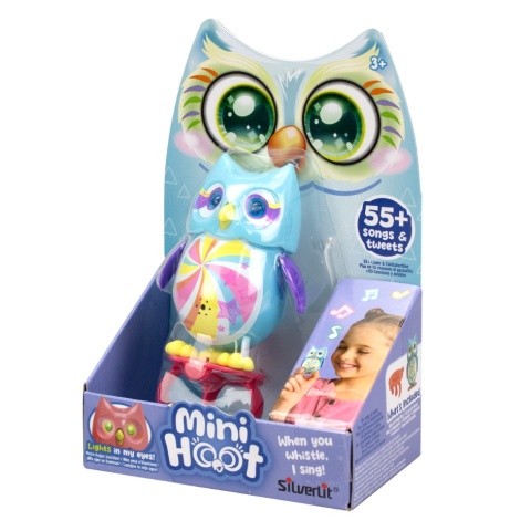 MINI HOOT Śpiewająca Interaktywna SOWA Świecące oczy Niebieska