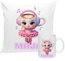 ZESTAW KUBEK I PODUSZKA BALERINA CAPUCINA + IMIĘ PREZENT URODZINY 100229